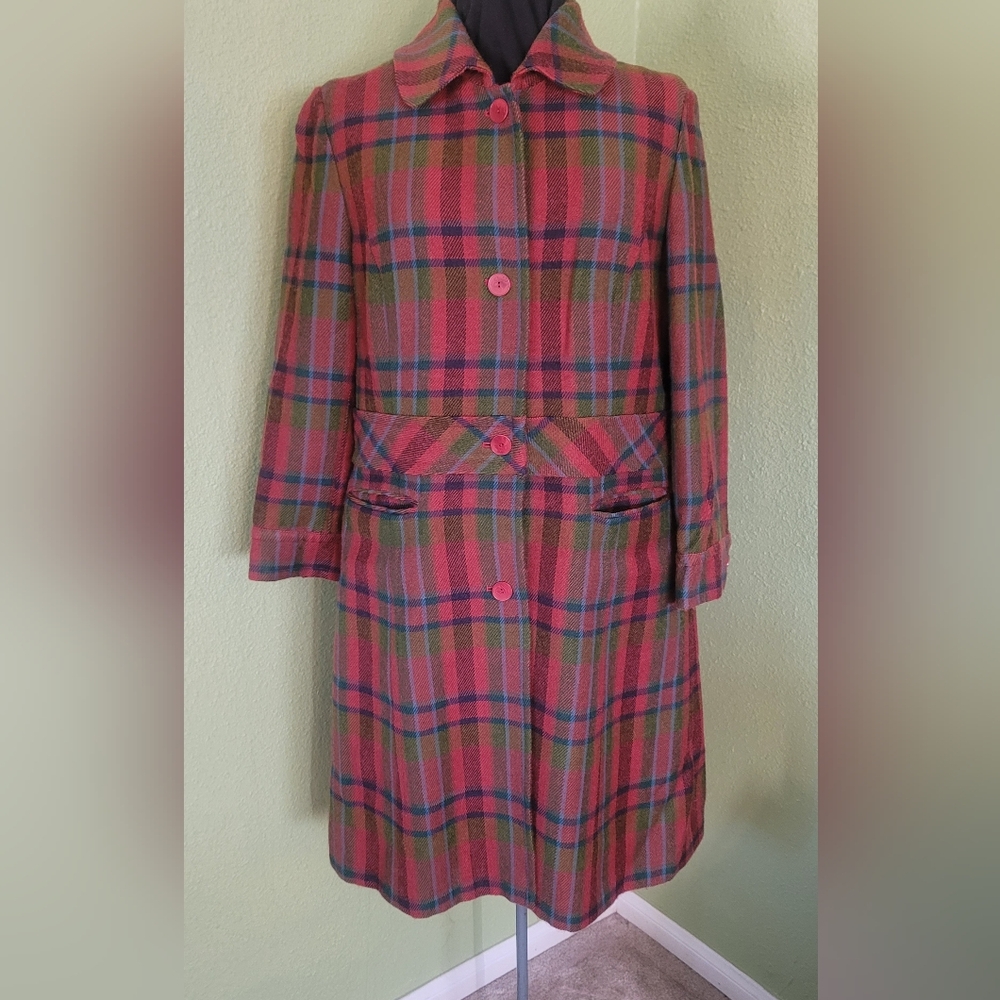 Halogen Unique Vintage Plaid Women's Long Coat XL - Picture 6 of 15